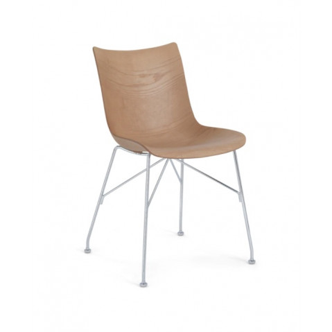 Chaise P/WOOD de Kartell, Frêne clair, Chromé 