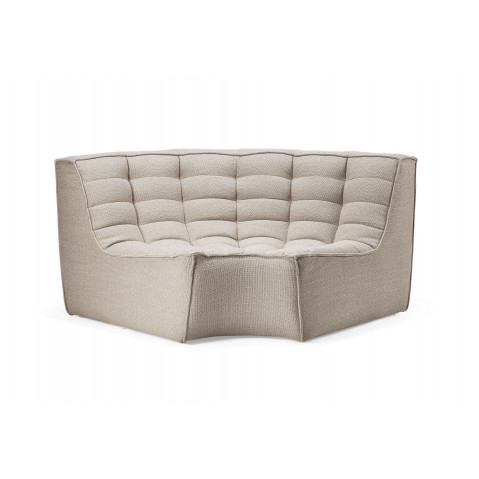 Module d'angle arrondi N701 d'Ethnicraft, 120 x 120 x 76 cm, Beige