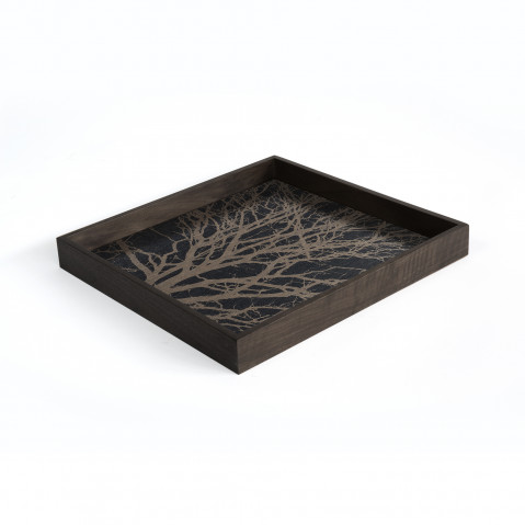 Plateau Tree Wooden Tray de Ethnicraft, coloris Noir, 38x38