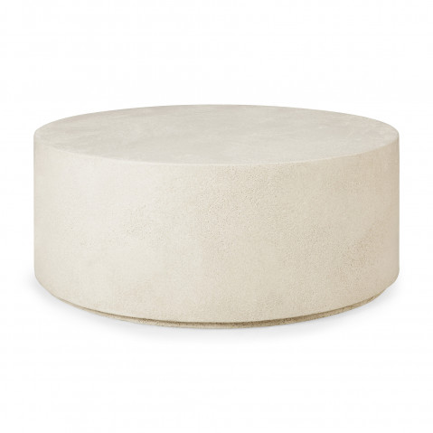 Table basse ELEMENTS d'Ethnicraft, Microciment, Blanc cassé,,ronde D.80cm