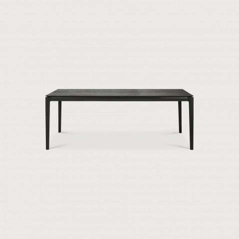 Table à rallonge Bok - chêne vernis - noir - rectangulaire