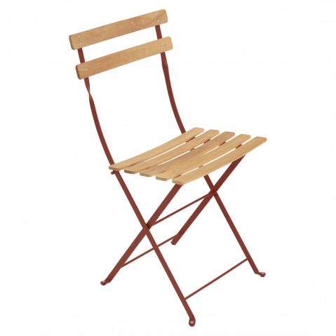 Chaise BISTRO NATUREL bois de Fermob, ocre rouge