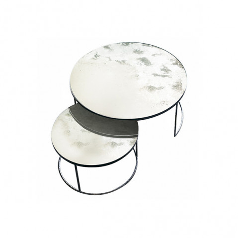 Table basse NESTING de Ethnicraft, Clear - Heavy Aged Mirror