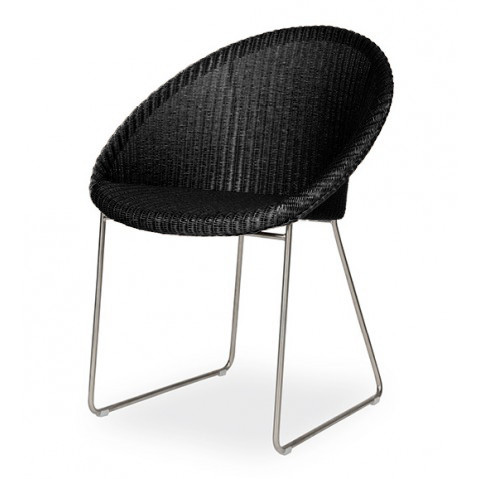 Fauteuil JOE de Vincent Sheppard, Piètement inox brossé, Assise noire
