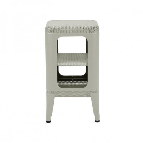 Meuble tabouret MT500 perforé de Tolix, Finition mat, Gris soie