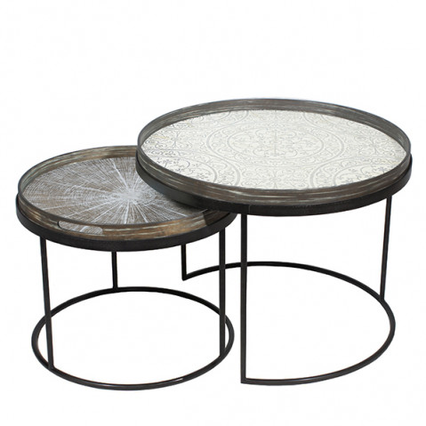 Set de tables basses ROUND TRAY, 2 Tailles et 2 hauteurs 