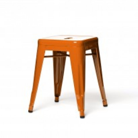 Tabouret bas H.55 de Tolix, Finition brillant, Potiron Tabouret bas H.55 de Tolix, Finition brillant, Potiron